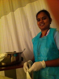 Day 2 Post op: Durga my Sister preparing me for sponge bath